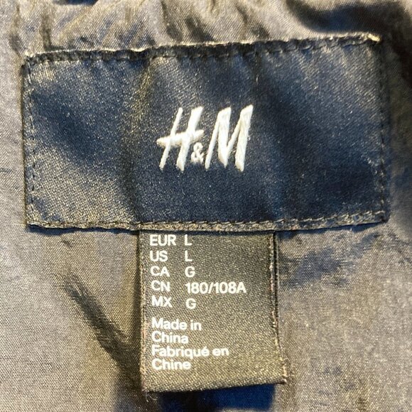 H&M SZ L Black Quilted Puffer Parka Jacket Coat longer length - Picture 7 of 9